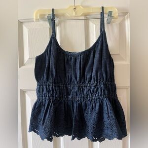 GAP Navy Smocked Top